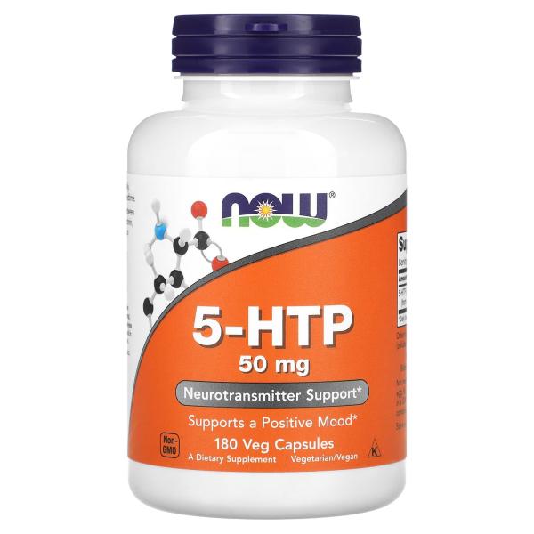 NOW Foods 5-гидрокситриптофан 5-HTP 50 мг 180 вегетарианских капсул