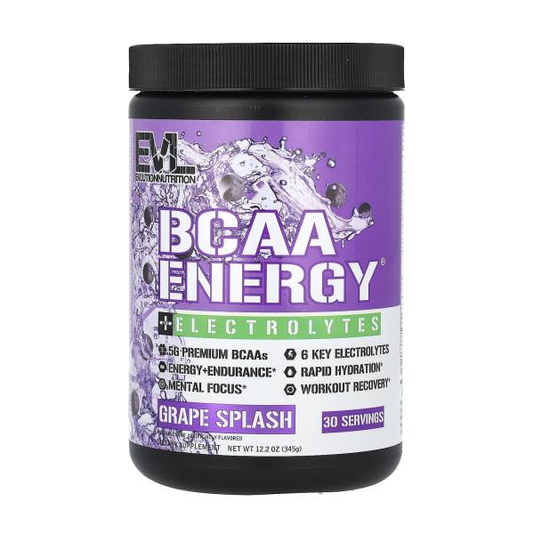 EVLution Nutrition, BCAA Energy Plus, электролиты, со вкусом винограда, 345 г (12,2 унции)