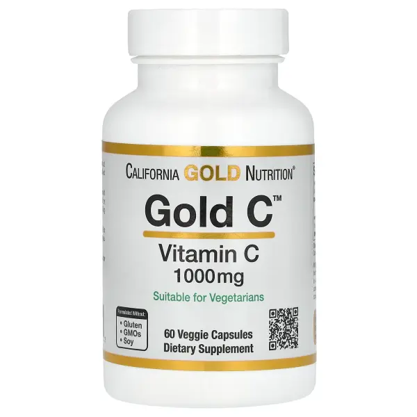 California Gold Nutrition, Gold C, витамин C класса USP, 1000 мг, 60 вегетарианских капсул