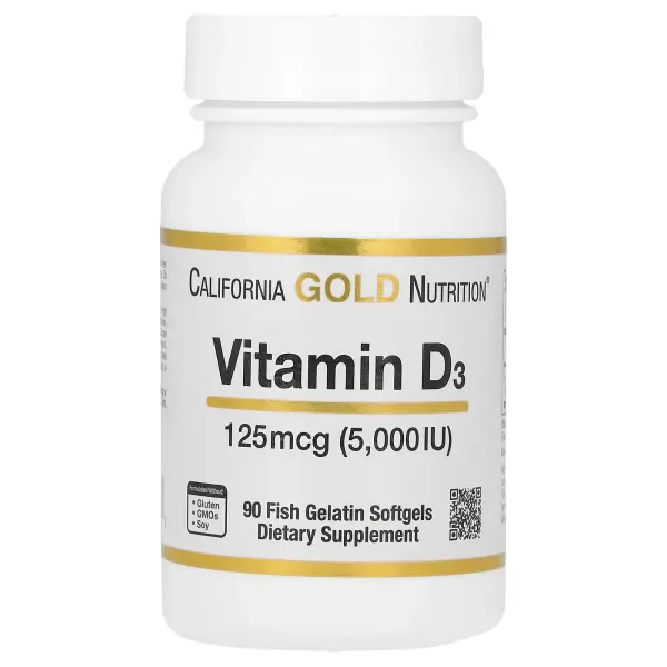 California Gold Nutrition Витамин D3 125 мкг 5000 МE 90 капсул