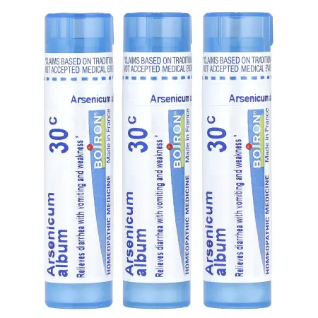 Boiron, Arsenicum, Средство от диареи и рвоты, гранулы Meltaway, 30C, 3 пробирки, 80 гранул в каждой