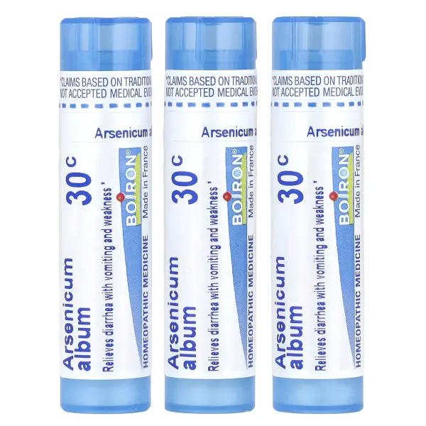 Boiron, Arsenicum, Средство от диареи и рвоты, гранулы Meltaway, 30C, 3 пробирки, 80 гранул в каждой