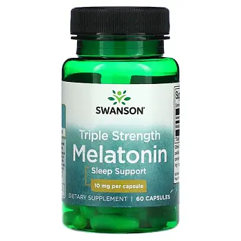 Фото Swanson, Мелатонин тройной силы, 10 мг, 60 капсул