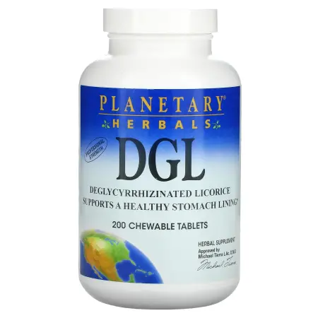 Planetary Herbals, DGL, 200 жевательных таблеток