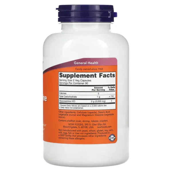 NOW Foods, глюкозамин 1000, 180 растительных капсул (1000 мг в 1 капсуле)