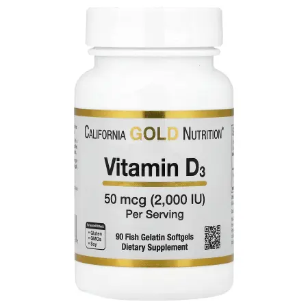 California Gold Nutrition, витамин D3, 50 мкг (2000 МЕ), 90 капсул