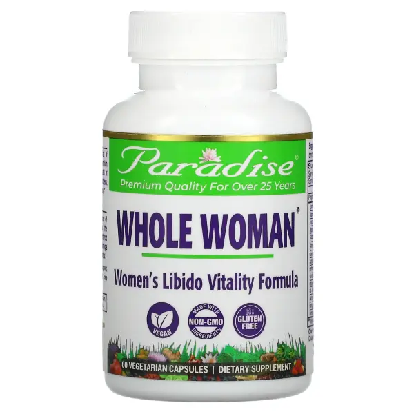 Paradise Herbs, Whole Woman, формула для поддержки жизненной силы женского либидо, 60 вегетарианских