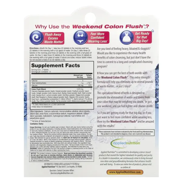 Applied Nutrition, Weekend Colon Flush®, добавка для очищения кишечника, 16 таблеток