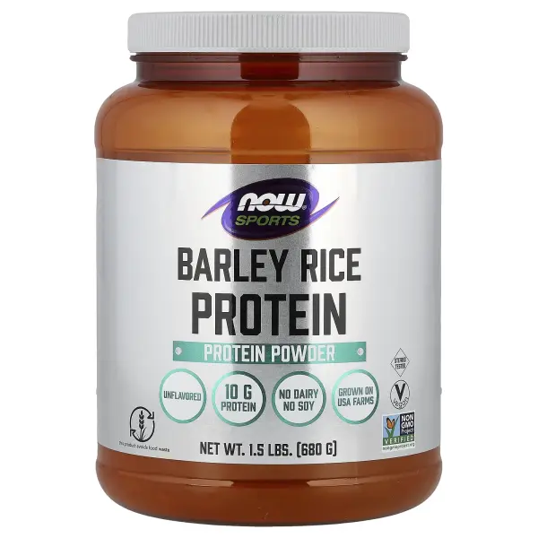 NOW Foods, Sports, протеиновый порошок из ячменя и риса, без добавок, 680 г (1,5 фунта)