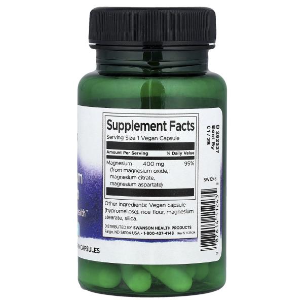Swanson, Тройной комплекс магния, 400 мг, 30 капсул