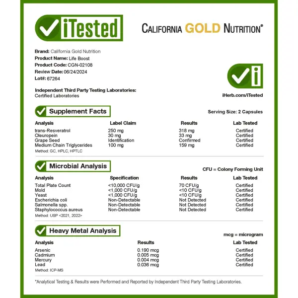 California Gold Nutrition, Blue Zone Boost, 60 растительных капсул