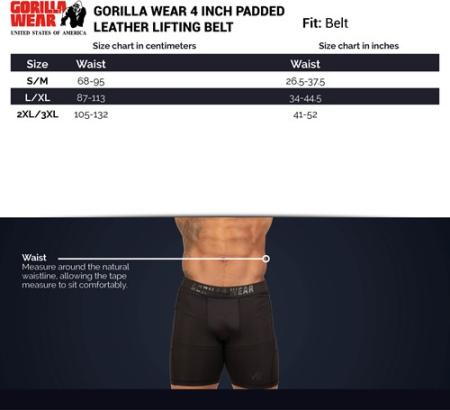 Gorilla Wear Пояс 4 Inch Padded Leather Lifting Belt - Black/Gray