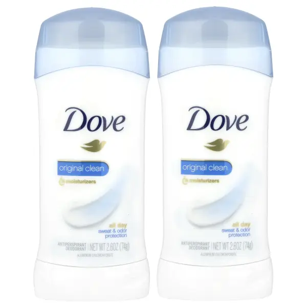 Dove, Твердый дезодорант, не оставляющий следов, «Оригинальная чистота», 2 шт. по 74 г