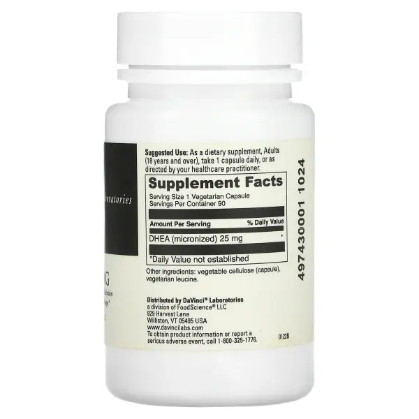DaVinci Laboratories, Микронизированный ДГЭА, 25 мг, 90 капсул
