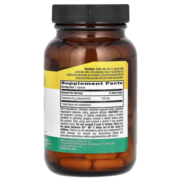 Country Life, веганский коэнзим Q10, 100 мг, 60 веганских капсул