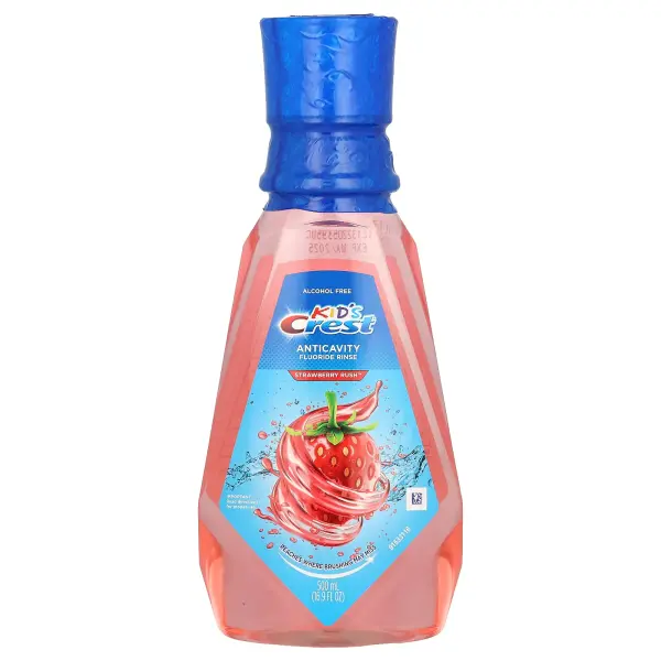 Crest, Kids, фторсодержащее ополаскиватель для предотвращения кариеса, без спирта, клубника, 500 мл 