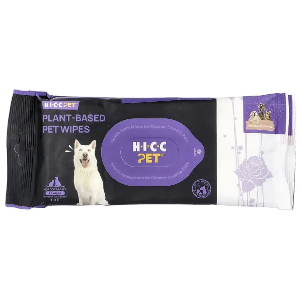 HICC Pet, салфетки для животных на растительной основе, для собак и кошек, с дамасской розой, 6 упак