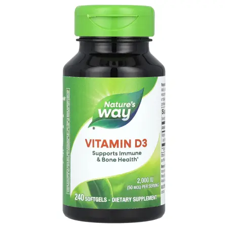 Nature's Way, Витамин D3, 50 мкг, 240 мягких таблеток – оригинальная продукция AthleticFuel