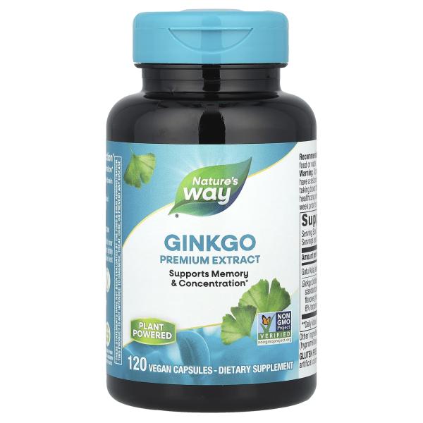 Nature's Way, гингко, 120 веганских капсул