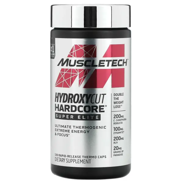 MuscleTech, Hydroxycut Hardcore, Super Elite, 120 капсул с быстрым высвобождением