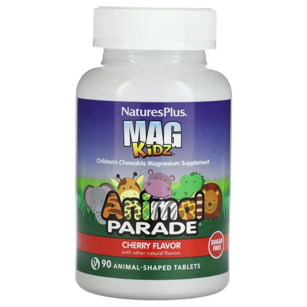 NaturesPlus, Animal Parade, MagKidz, магний для детей, натуральный вишневый вкус, 90 таблеток в форм