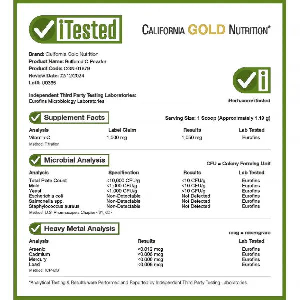 California Gold Nutrition, Buffered Gold C®, некислый витамин C в порошке, аскорбат натрия, 1 кг (2, – оригинальная продукция AthleticFuel