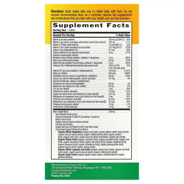 Country Life, Core Daily-1, мультивитамины для мужчин старше 50 лет, 60 таблеток – оригинальная продукция AthleticFuel