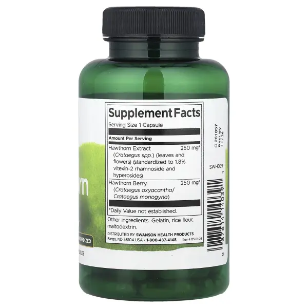 Swanson, Боярышник, стандартизированный, 120 капсул – оригинальная продукция AthleticFuel