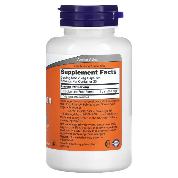 NOW Foods L-триптофан 500 мг 60 капсул