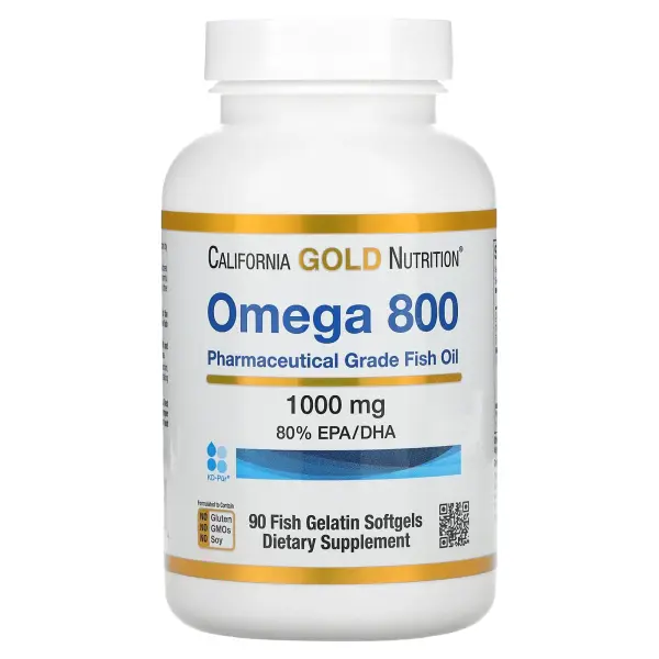 California Gold Nutrition, омега 800, рыбий жир фармацевтической степени чистоты, 80% ЭПК/ДГК, в фор