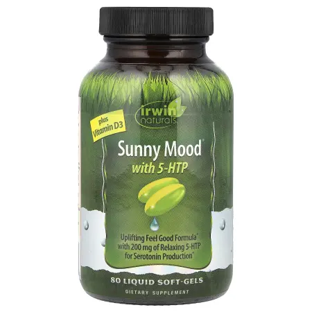 Irwin Naturals, Sunny Mood® с 5-HTP, плюс витамин D3, 80 желатиновых капсул Irwin Naturals, Sunny Mood® с 5-HTP, плюс витамин D3, 80 желатиновых капсул