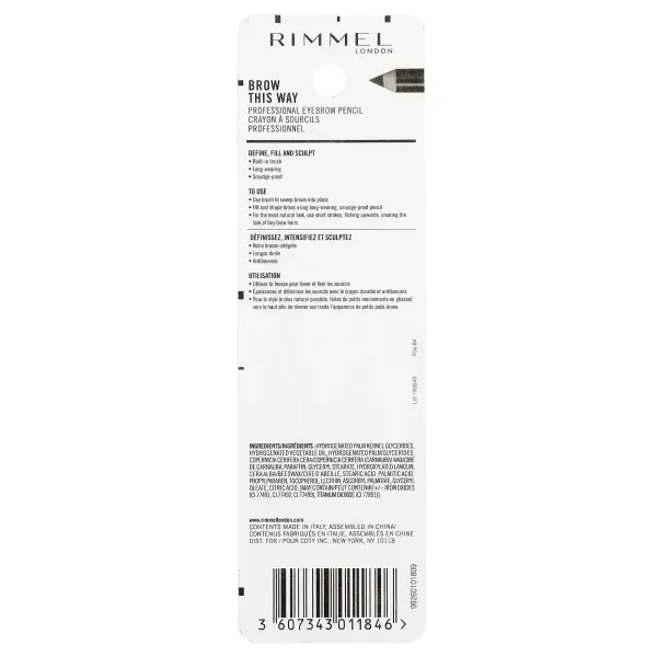 Rimmel London, Brow This Way, профессиональный карандаш для бровей, 001 темно-коричневый, 1,4 г (0,0