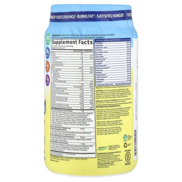 Garden of Life, RAW Organic Fit, с высоким содержанием белка для снижения веса, ваниль, 930 г (32,80