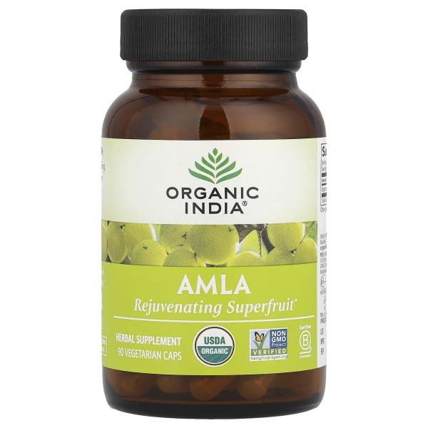 Organic India, Амла, 90 вегетарианских капсул (500 мг на капсулу) – оригинальная продукция AthleticFuel
