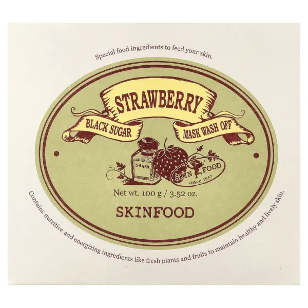 Skinfood, смываемая маска для лица с черным сахаром и клубникой, 100 г (3,52 унции)