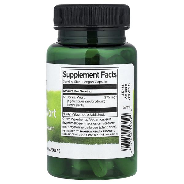 Swanson, Зверобой полного спектра, 375 мг, 60 капсул