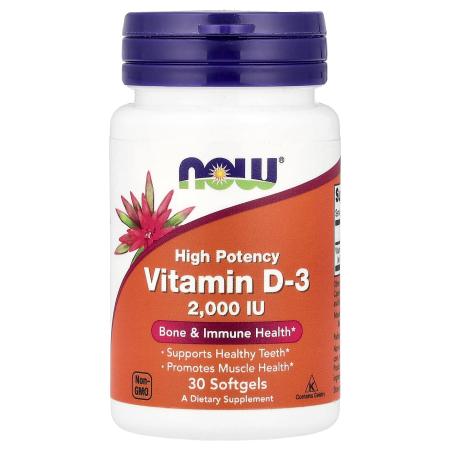 NOW Foods Витамин D3 2 000 МЕ 30 капсул – оригинальная продукция AthleticFuel