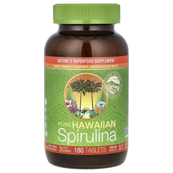 Nutrex Hawaii, Pure Hawaiian Spirulina, спирулина, 3 г, 180 таблеток (1 г в 1 таблетке)