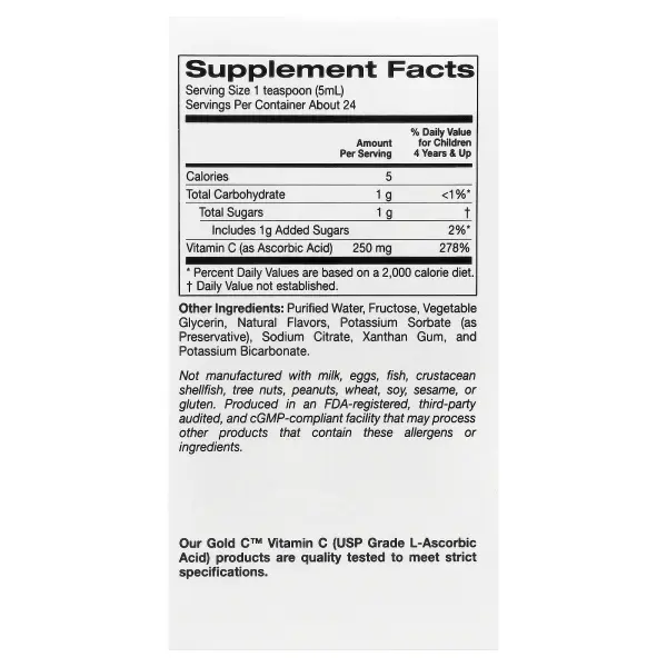 California Gold Nutrition, витамин C в жидкой форме для детей, класса USP, со вкусом терпкого апельс – оригинальная продукция AthleticFuel