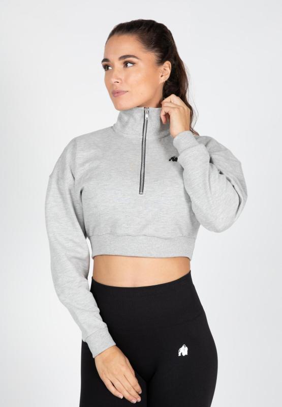 Gorilla Wear   Ocala Cropped Half-Zip Sweatshirt - Gray