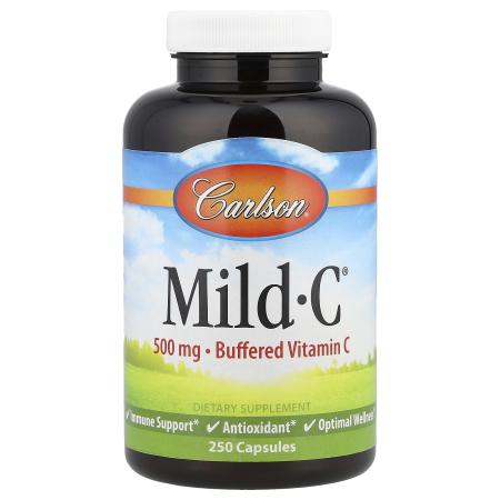 Carlson, Mild-C, витамин C деликатного действия, 500 мг, 250 капсул