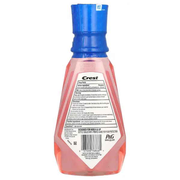 Crest, Kids, фторсодержащее ополаскиватель для предотвращения кариеса, без спирта, клубника, 500 мл 