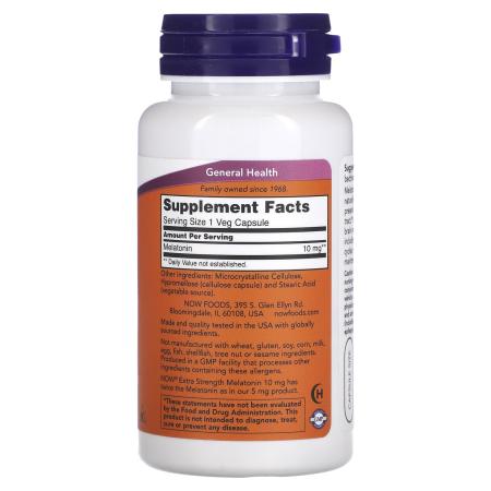NOW Foods Мелатонин 10 мг 100 растительных капсул – оригинальная продукция AthleticFuel