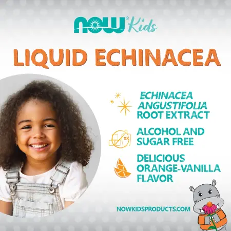 NOW Foods Kids Жидкая эхинацея со вкусом апельсина 59 мл – оригинальная продукция AthleticFuel