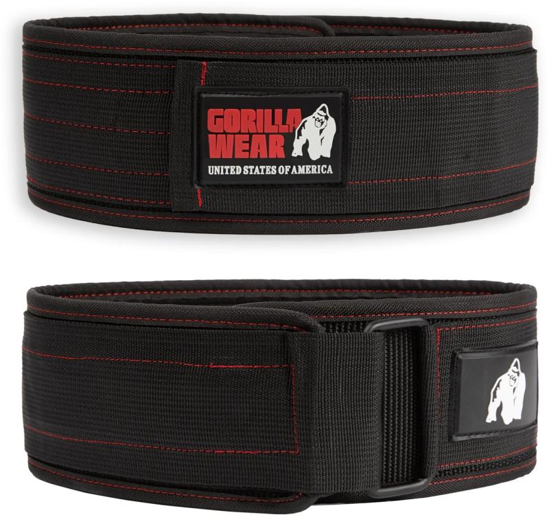 Gorilla Wear Пояс 4 Inch Nylon Lifting Belt  Black/Red Stitched