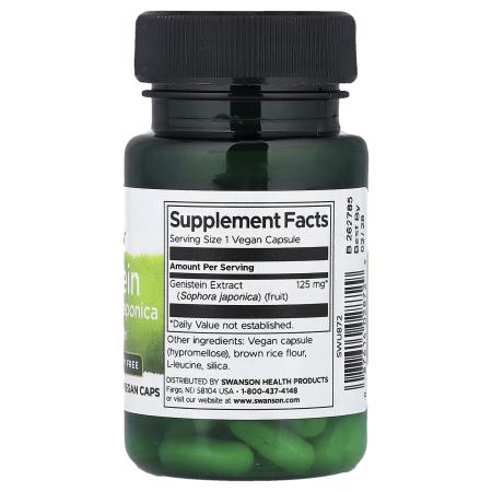 Swanson, Genistein from Sophora japonica, без сои, 125 мг, 60 растительных капсул – оригинальная продукция AthleticFuel