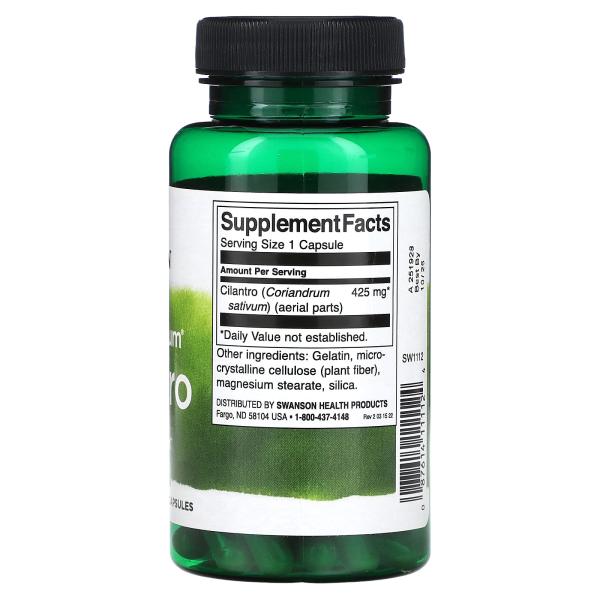 Swanson, Кинза полного спектра, 425 мг, 60 капсул