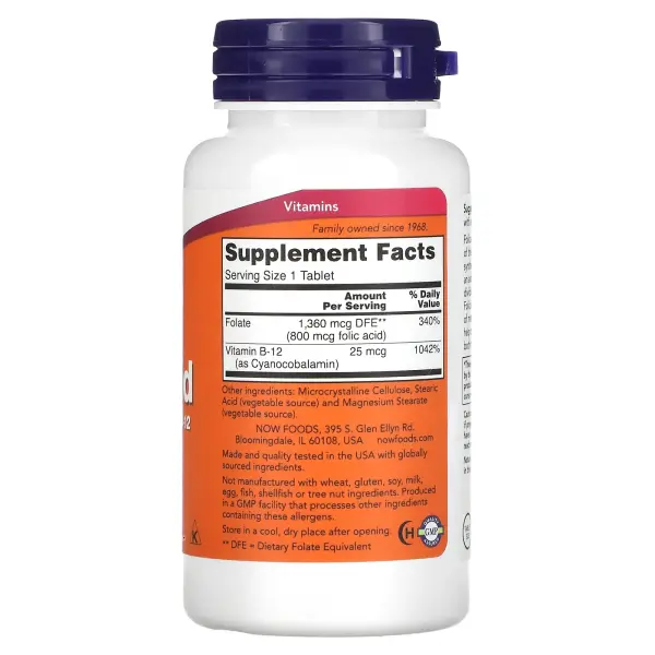 NOW Foods Фолиевая кислота 800 мкг 250 таблеток