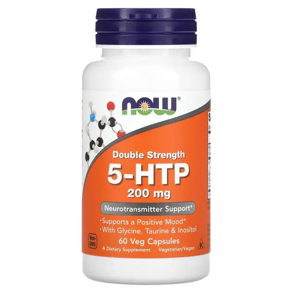 NOW Foods 5-гидрокситриптофан 5-HTP 200 мг 60 вегетарианских капсул