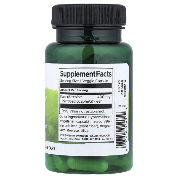 Swanson, Кудрявая капуста Full Spectrum, 400 мг, 60 растительных капсул – оригинальная продукция AthleticFuel